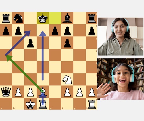 Children playing chess together